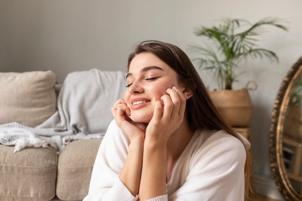 portrait-of-smiling-woman-at-home